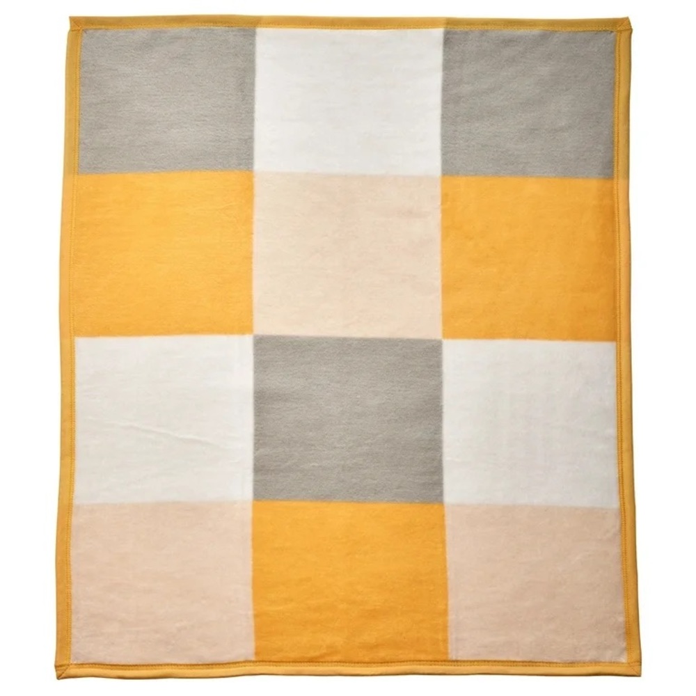YELLOW & GRAY CHECKERED BABY BLANKET